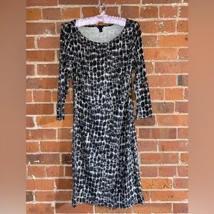 Ann Taylor Monochrome Pebble Snake Print Three Quarter/Long Sleeve Dress